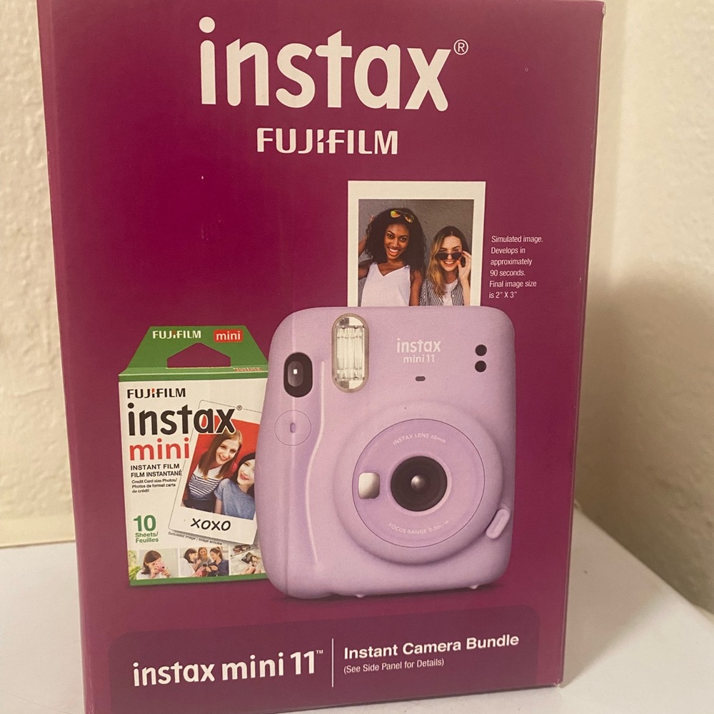 Fujifilm Instax Mini 11 camera bundle in purple